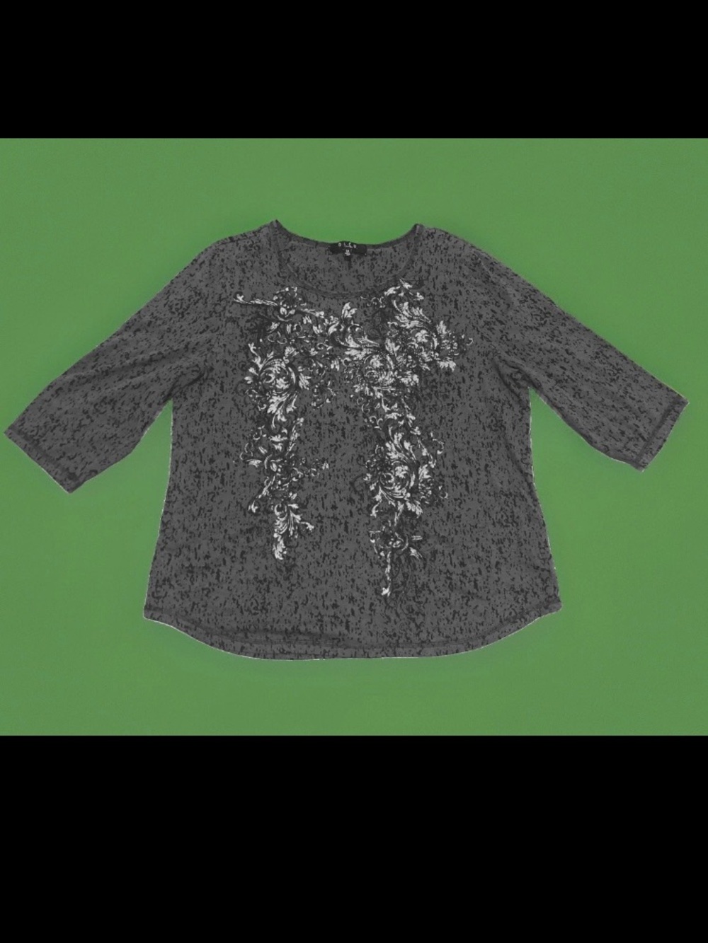 Vintage b.l.e.u. Embellished Burnout Knit Size Top 1X, 3/4  Sleeve